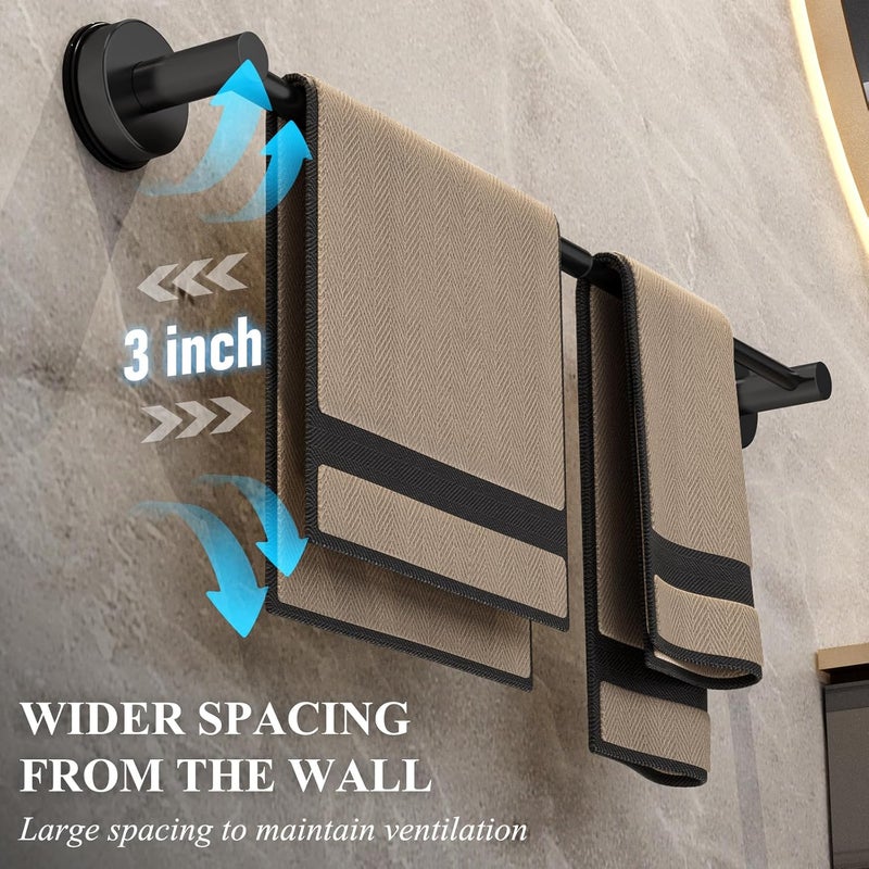 BKV Towel Bar for Bathroom Wall,Adjustable 12~21 Inch Towel Racks for Bathroom Wall Mounted, Towel Holder for Glass Shower Door,Bathroom Accessories,Apparment Essentials,Home Decor-Black(2pcs) - Image 3